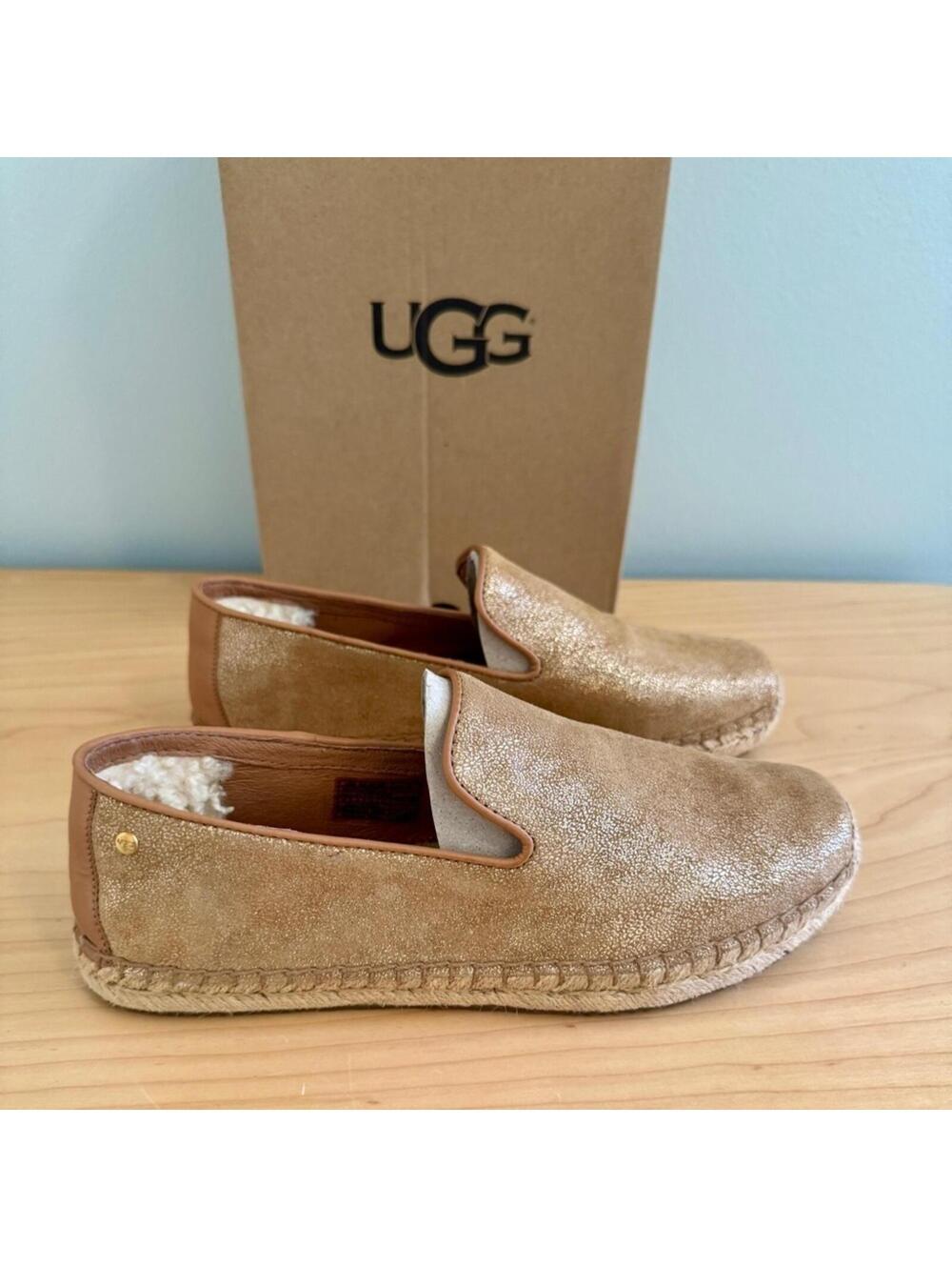 UGG Sandrinne II Women’s Metallic Gold - Slip-On Loafer Espadrille Size: 9 NWT - Picture 2 of 9